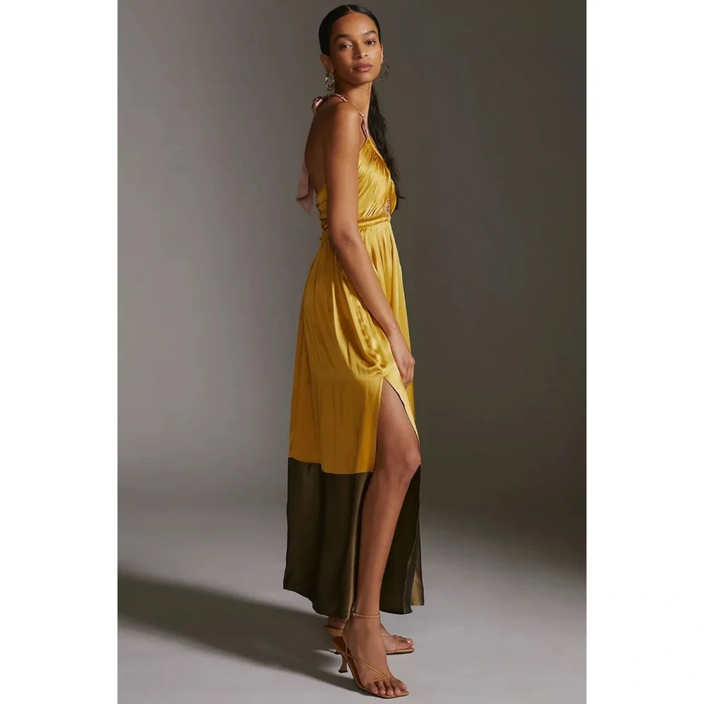 Anthropologie Silk Colorblocked Maxi Dress - Picture 11 of 12